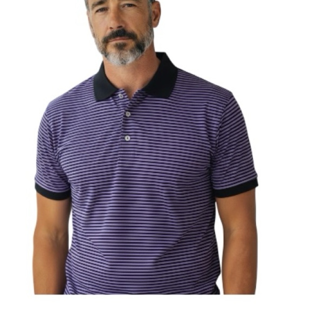 Peter Millar Purple and Black Striped Polo Shirt